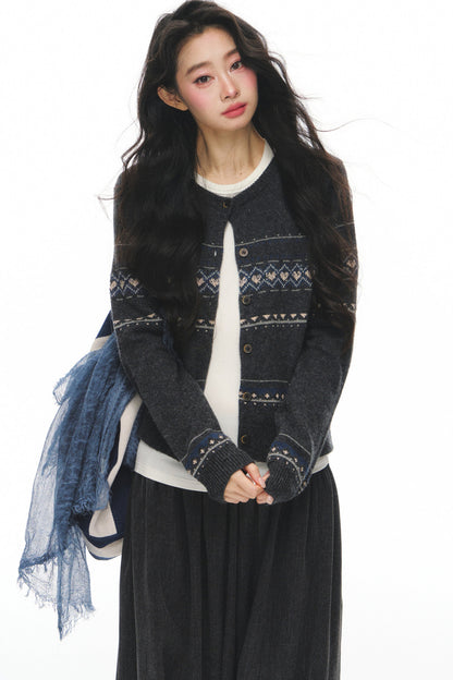 Fair Isle Wool Cardigan Set-Up