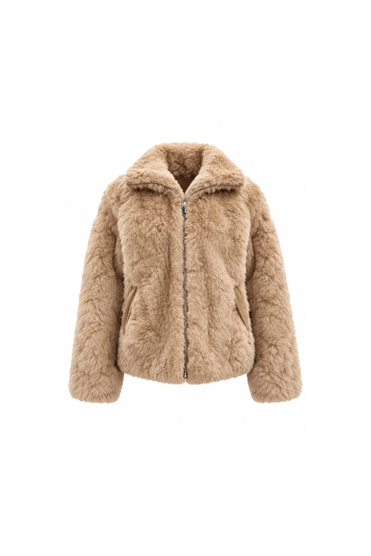 Camel Suede Lapel Fur Top Set-Up