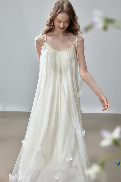 Butterfly Mesh Strap Long Dress