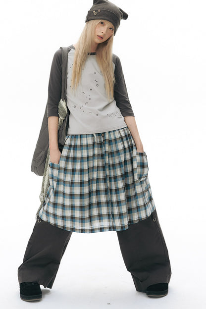 Foldable Hem Wide Leg Pants