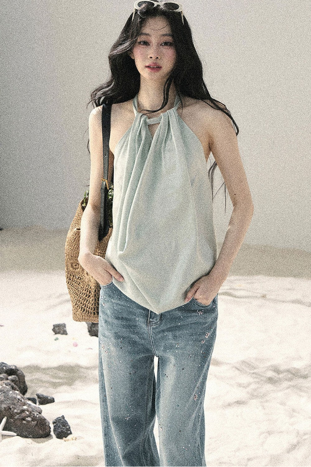 French Silk Backless Halter Top
