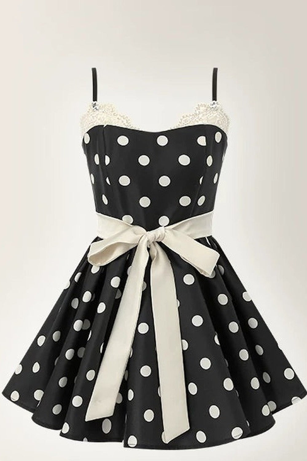 Satin Polka Dot Bow Tie Dress