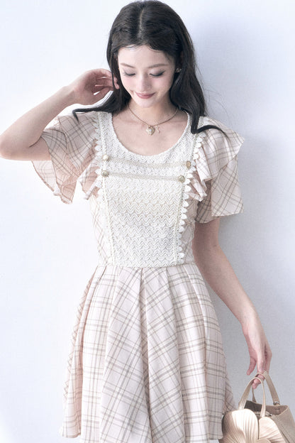 Retro Knit Plaid Dress