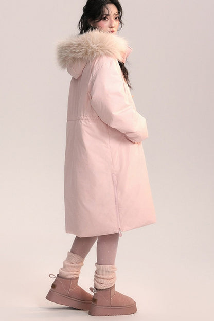 Bow Fur Collar Down Coat