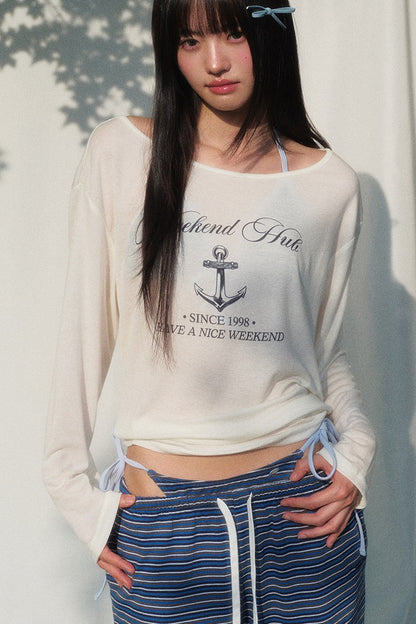Printed Sun Protection Blouse and Trousers Set