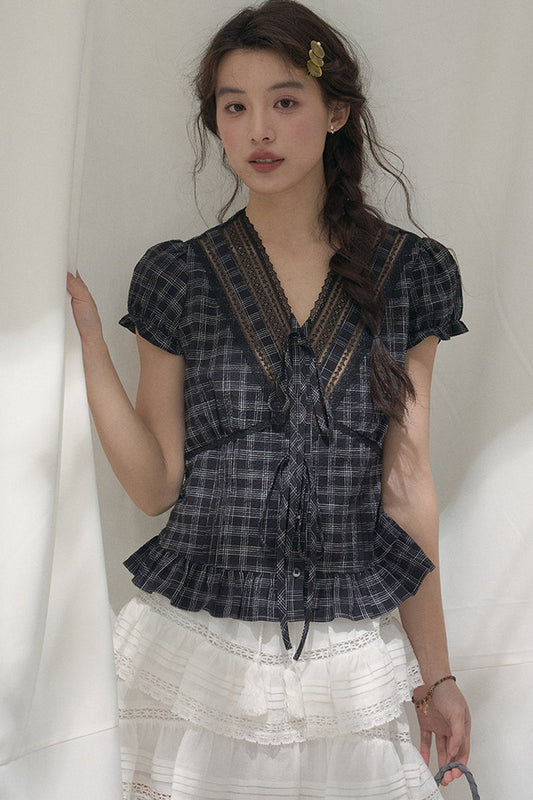 Summer Lace V-Neck Blouse