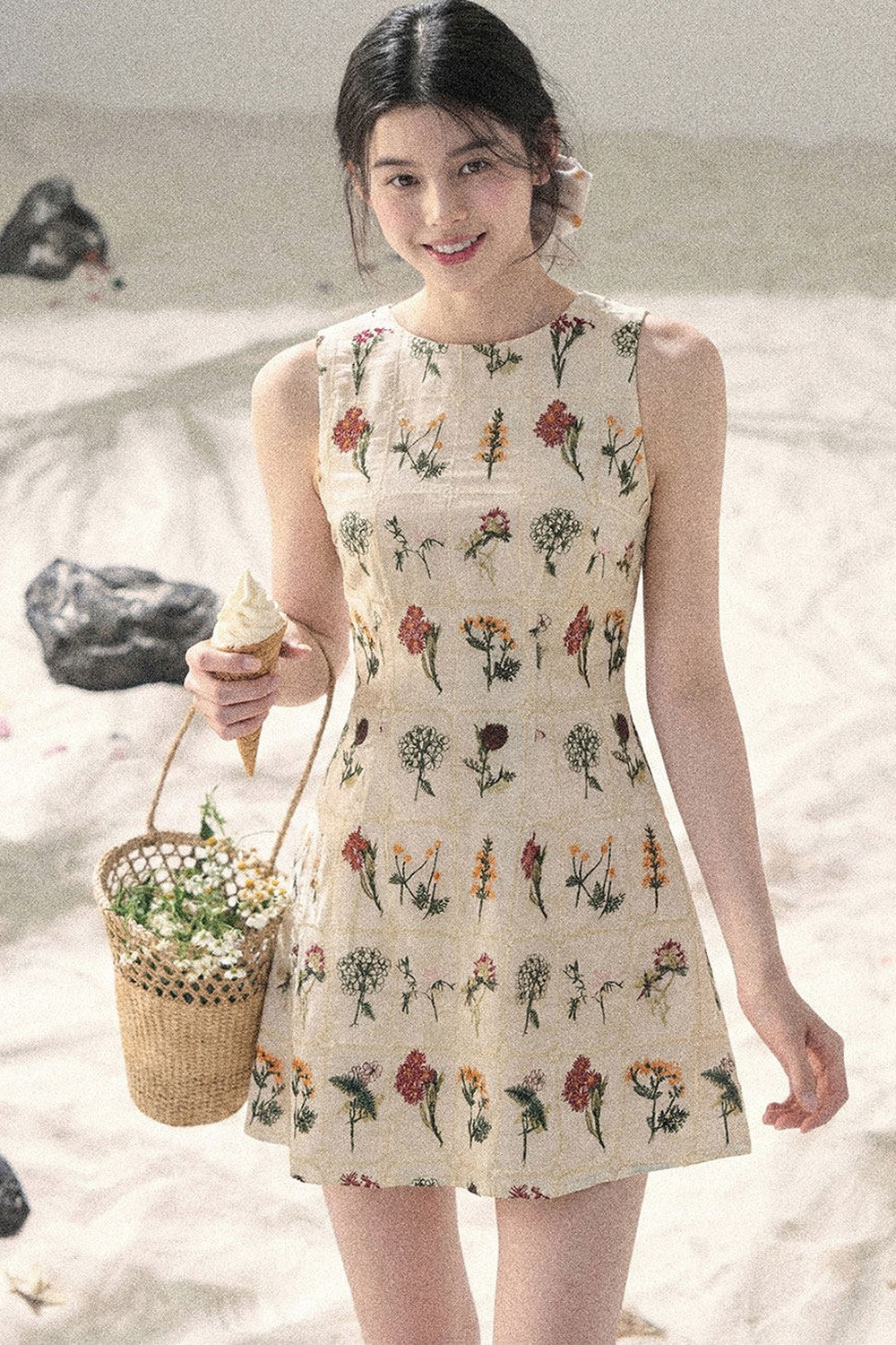 French Floral Waist Dress