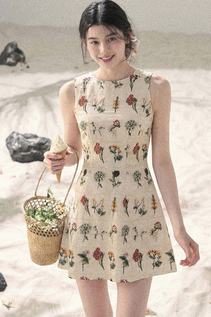French Floral Waist Dress