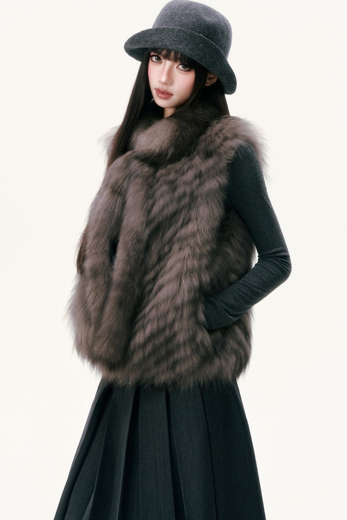 Saga Fox Fur Straight Vest