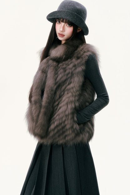Saga Fox Fur Straight Vest