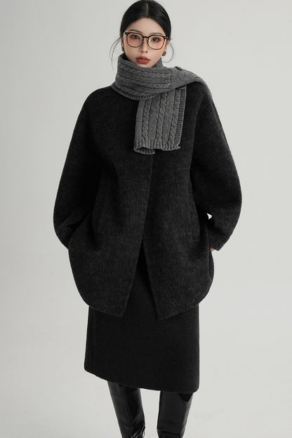 Scarf Collar Double-Sided Wool Coat