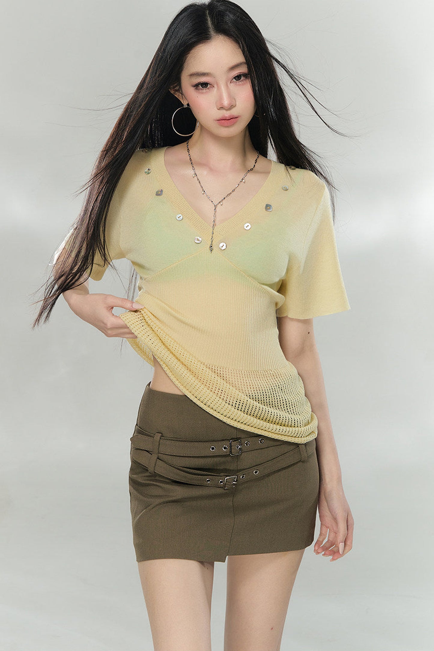 Waist-Cinching Knitted Top