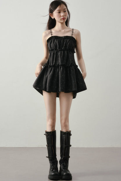 Dark Feather Striped Dress