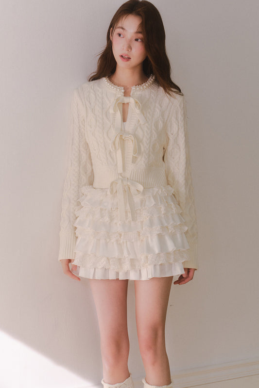 Pearl Collar Crochet Cardigan
