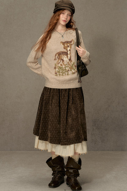 Deer Jacquard Pullover Sweater