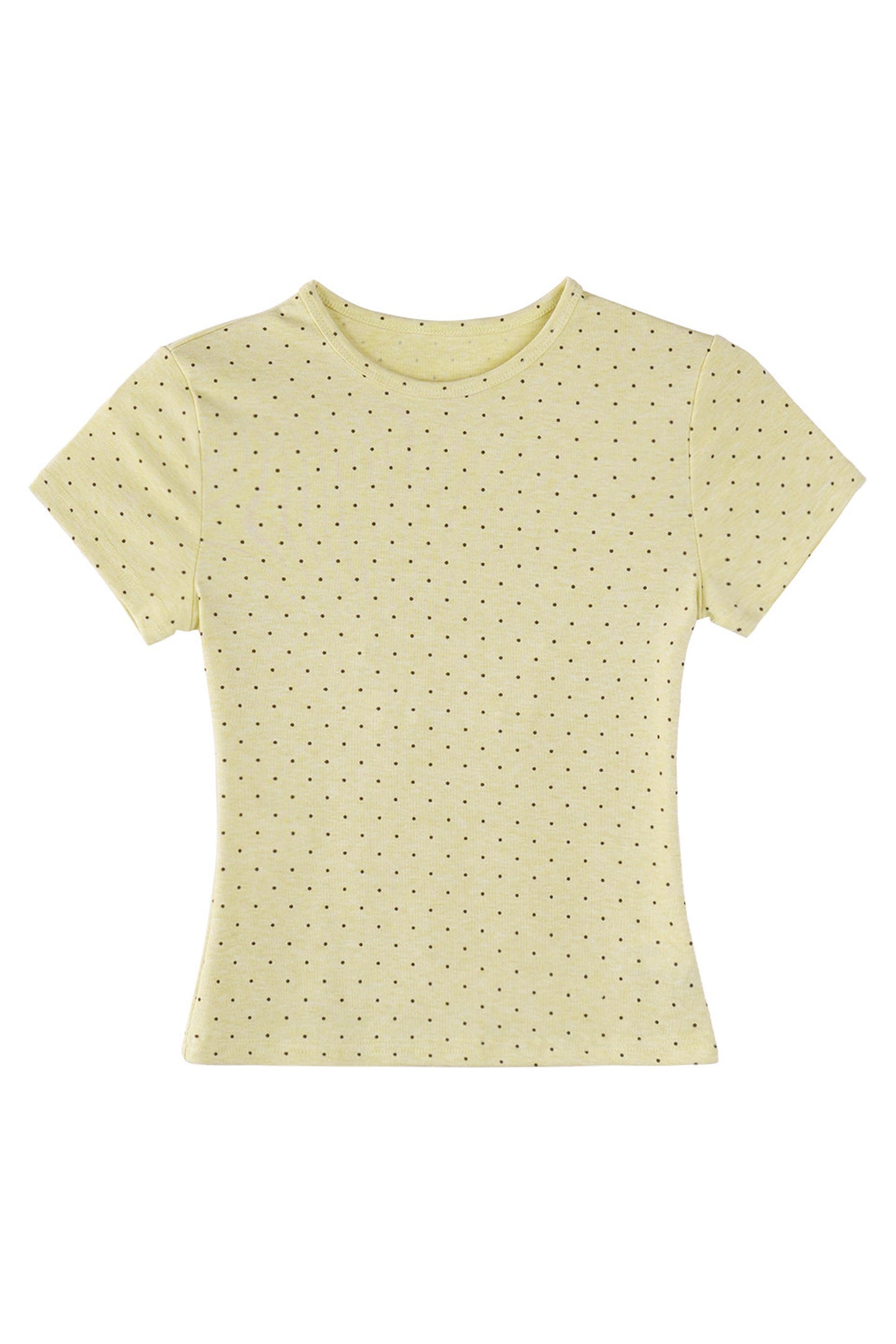 Kurzes T-Shirt in Creme mit Polka-Dots