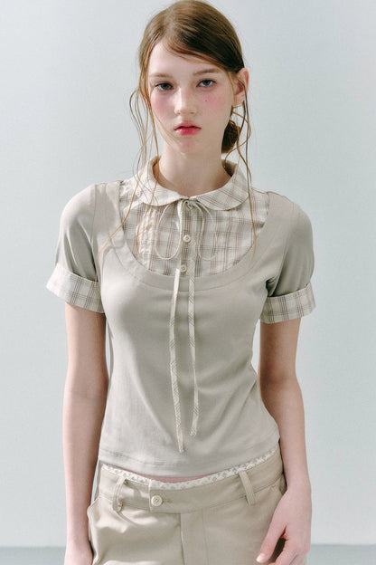 Haut preppy en modal patchwork