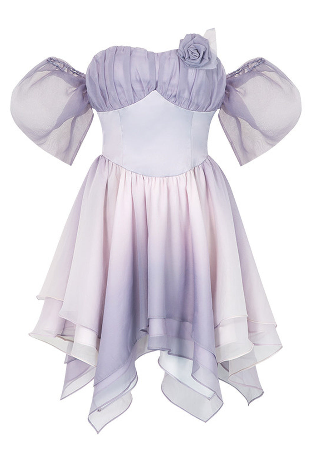 Macaronfarbenes Puffärmelkleid