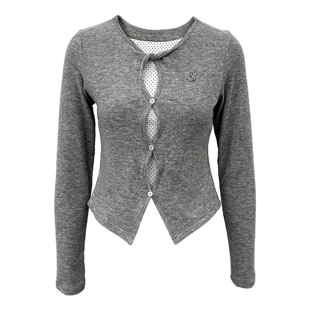 Hollow-Out Polka Dot Blouse Set-Up