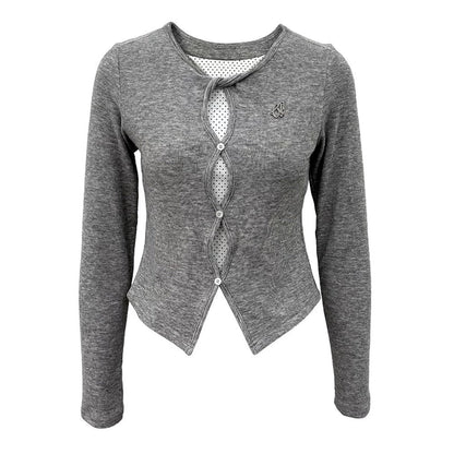Hollow-Out Polka Dot Blouse Set-Up