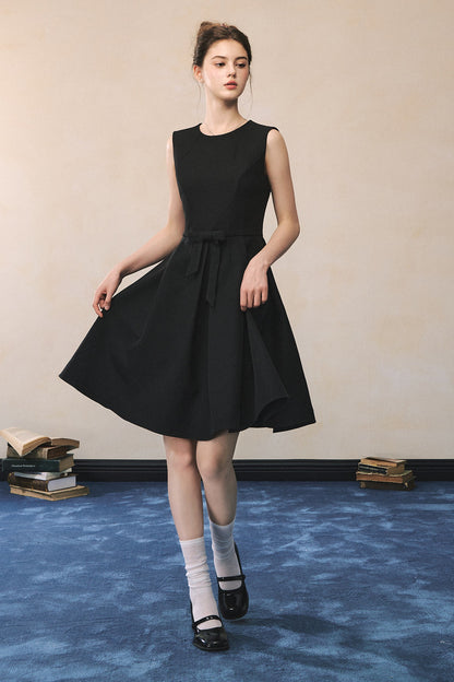 Black Bow A-Line Vest Dress