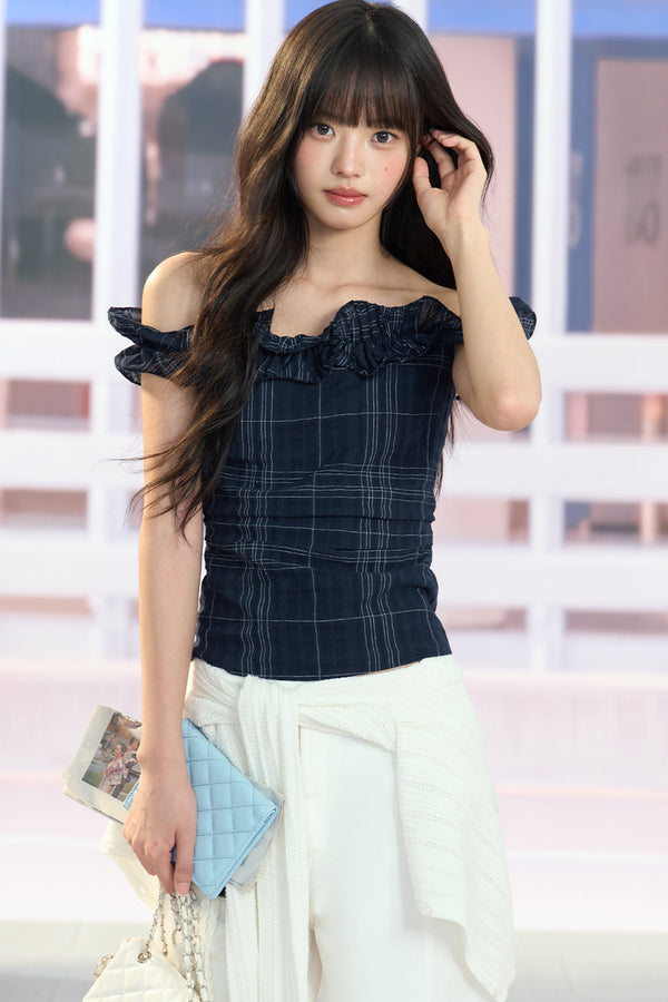 Ruffled Off-Shoulder Top and Pants Set