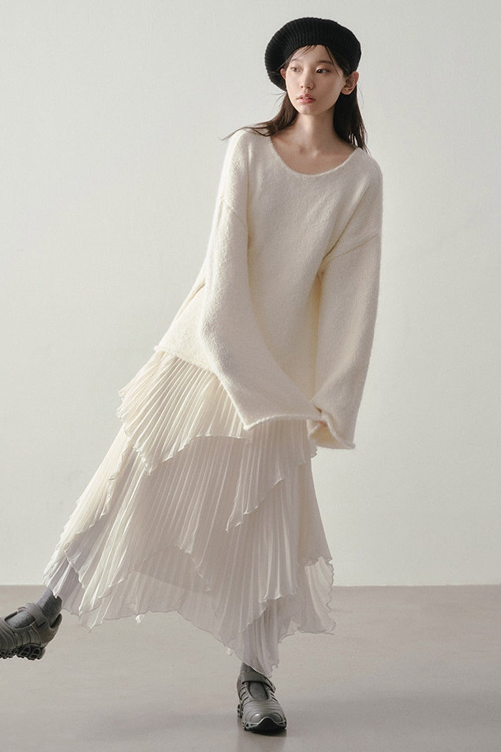 3D Textured Pleated Skirt