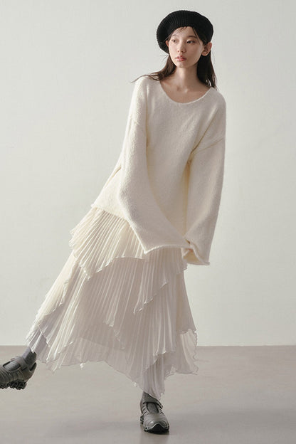 3D Textured Pleated Skirt