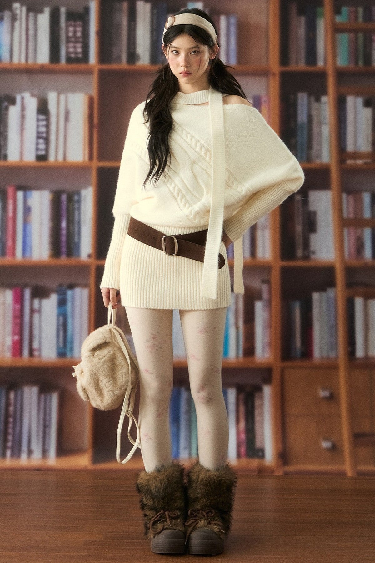 Halter Off-Shoulder Twist Knit Dress