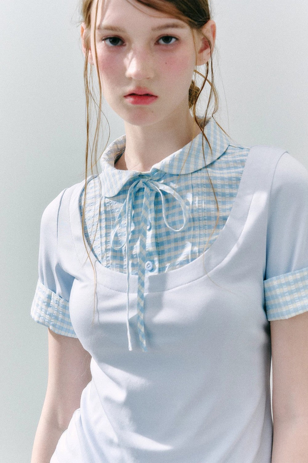 Haut preppy en modal patchwork