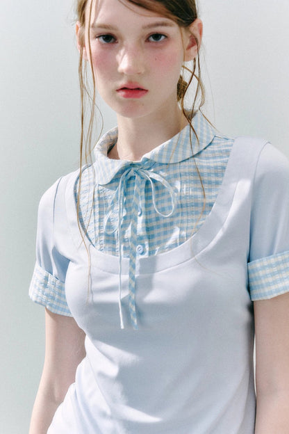 Haut preppy en modal patchwork