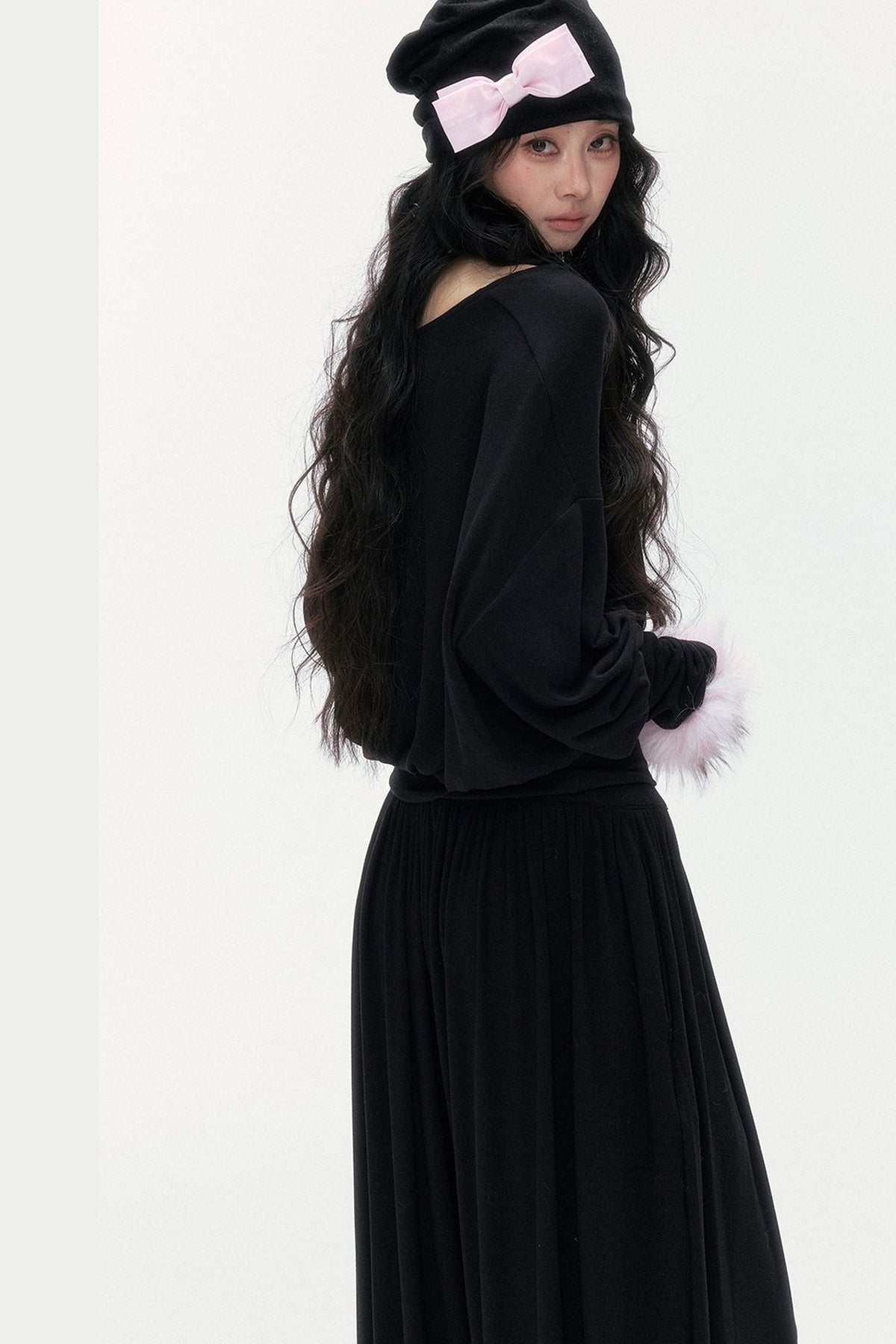 Detachable Halter Batwing U-Neck Knit Top Set-Up