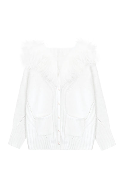Completo 3 pezzi con canotta all'americana a maglia e cappotto