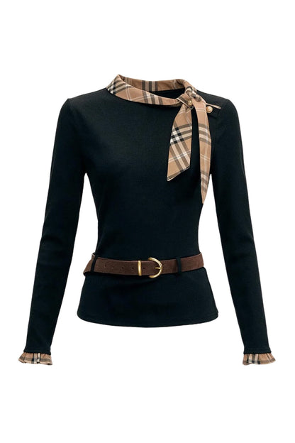 Ribbon Slim-Fit Blouse And Skirt Set-Up
