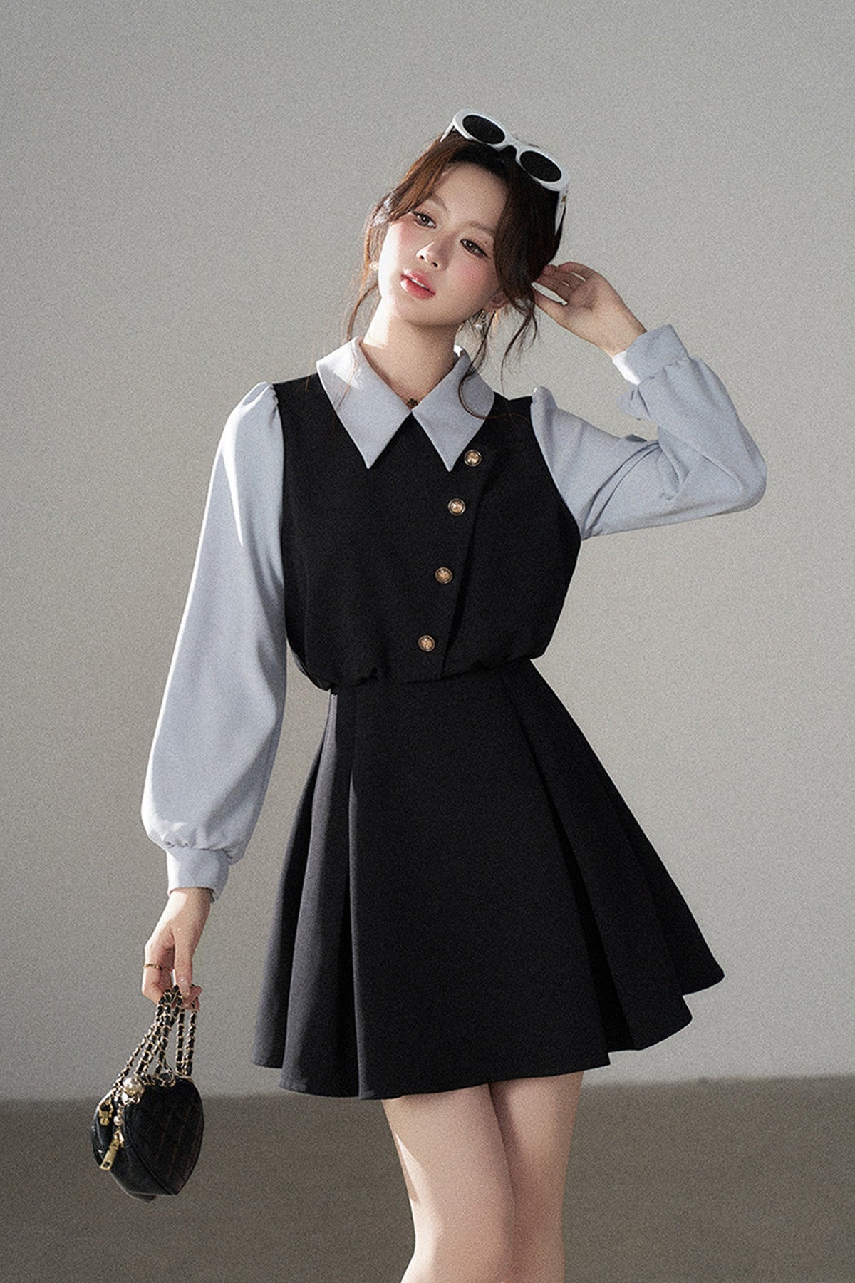 Berkeley Style Contrasting Sleeve Short Dress