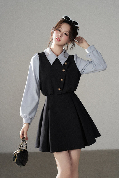 Berkeley Style Contrasting Sleeve Short Dress