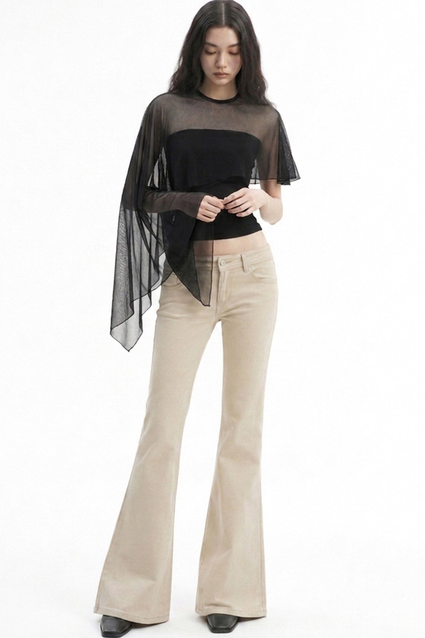 Asymmetrical Mesh Vest and Tube Top T-Shirt Set
