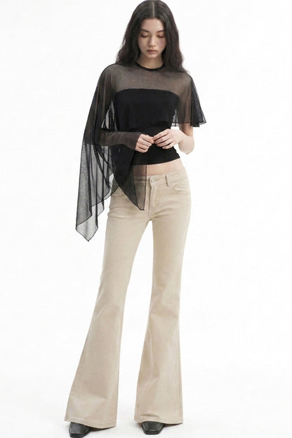 Low-Waist Flared Long Pants