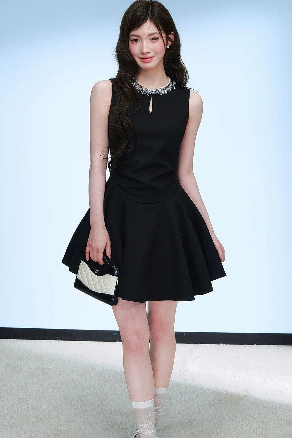 Sequin Collar Sleeveless Dress