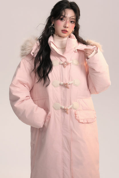 Bow Fur Collar Down Coat