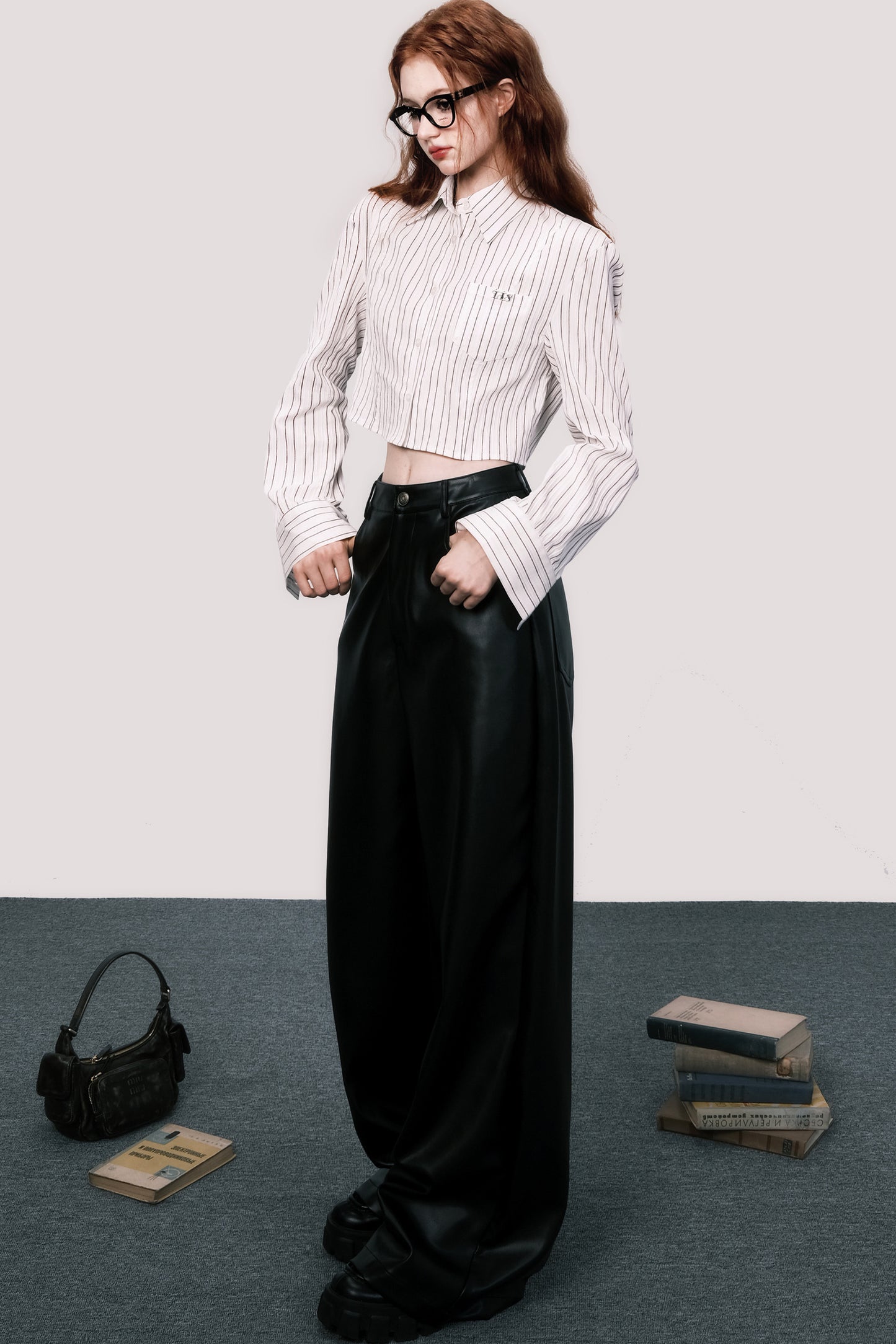 Loose Fit Striped Long-Sleeved Shirt