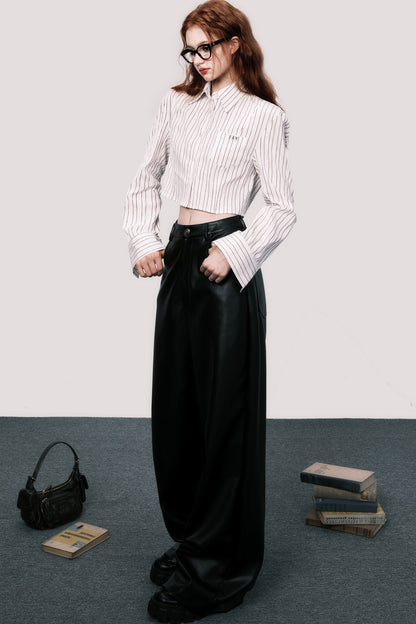 Loose Fit Striped Long-Sleeved Shirt