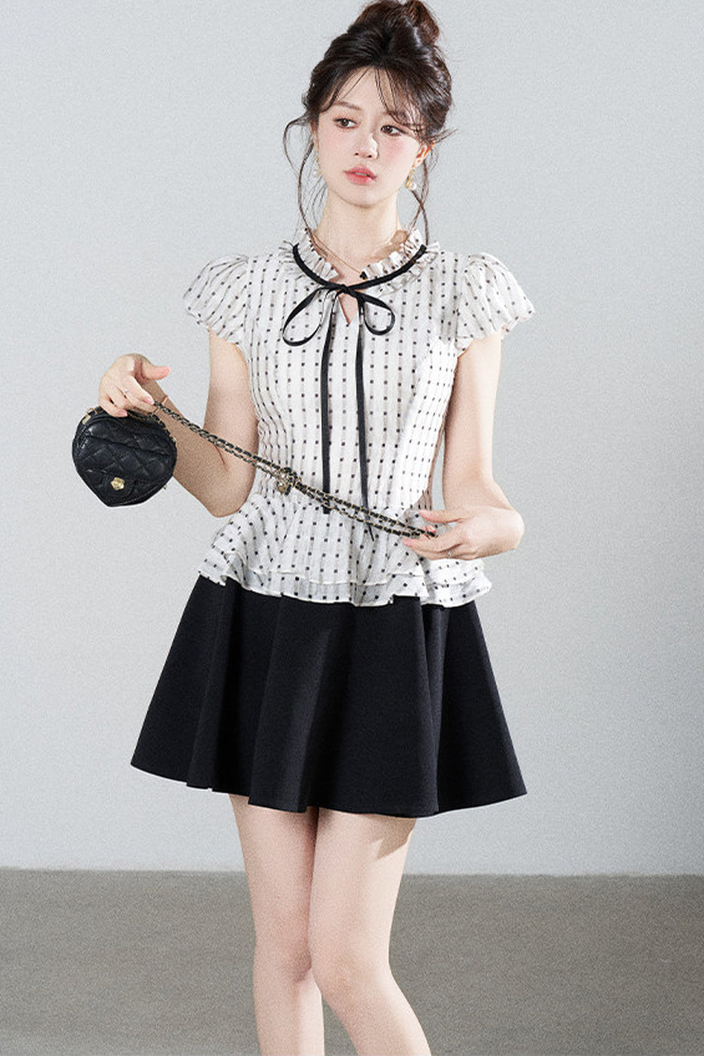 French Style Puff Sleeve A-Line Dress