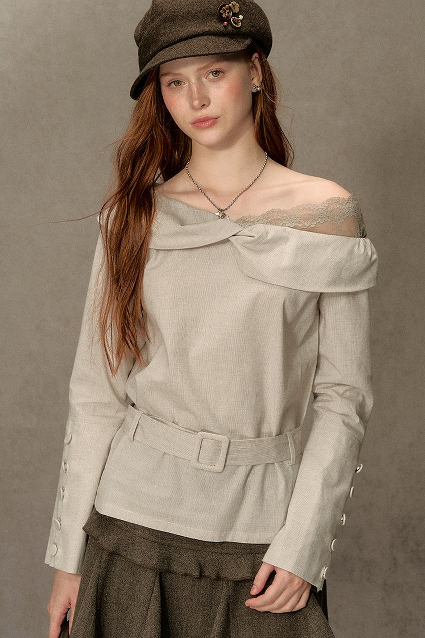 Long-Sleeve Off-Shoulder Shirt