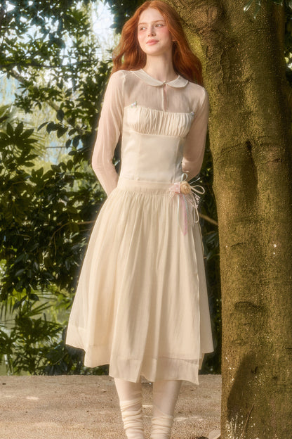 Satin Tencel Lapel Dress