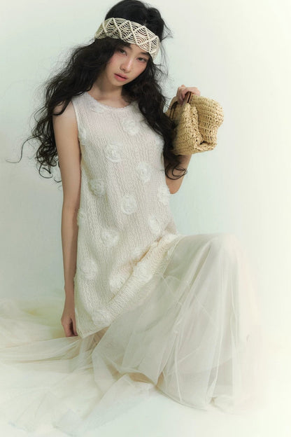 Floral Lace-Up Vest Dress