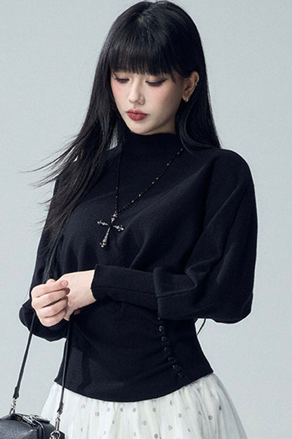 Short Batwing Knit Top