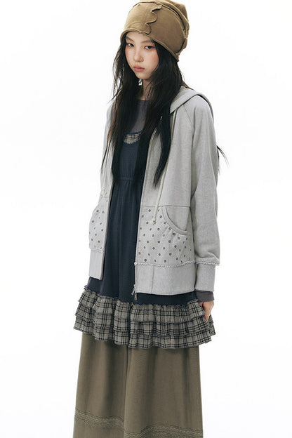 Plaid Ruffle Sleeveless Knit Vest Dress