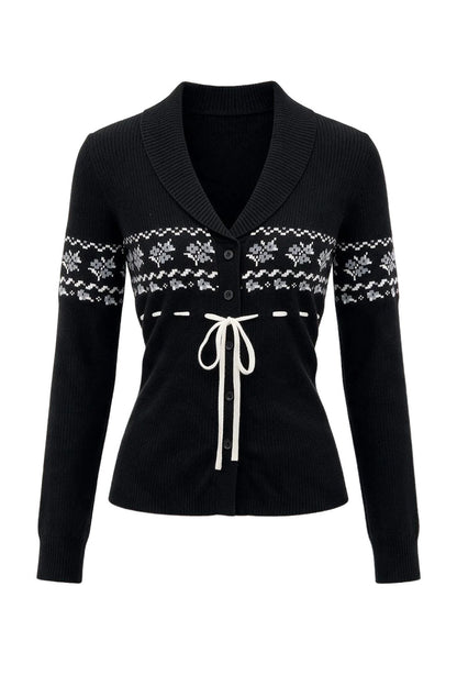 Navy Fair Isle Cardigan and Plaid Skirt Set-Up