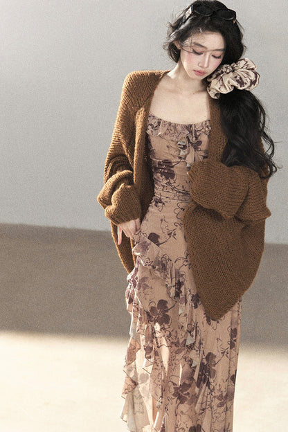 Vestido largo floral de tirantes finos